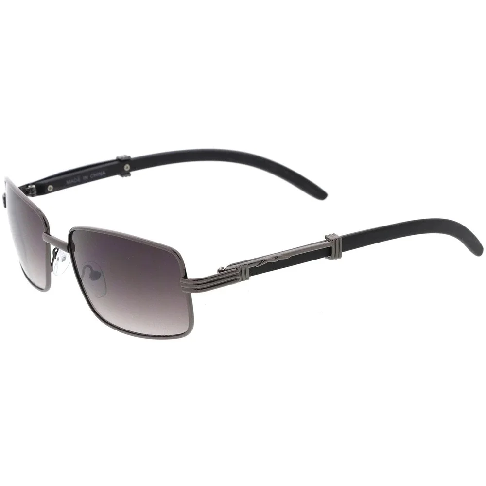 Gunmetal Square Sunglasses Gradient Smoke Lens Women Retro Metal Frame Eyewear‎